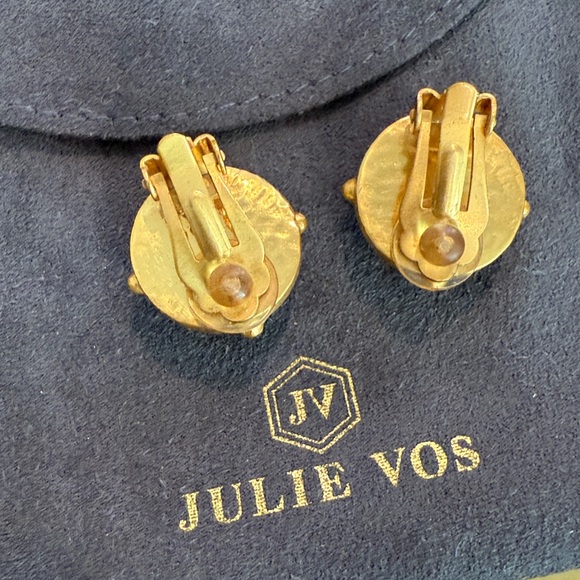 Julie Vos gold statement clip on earrings NWOT - Picture 2 of 4